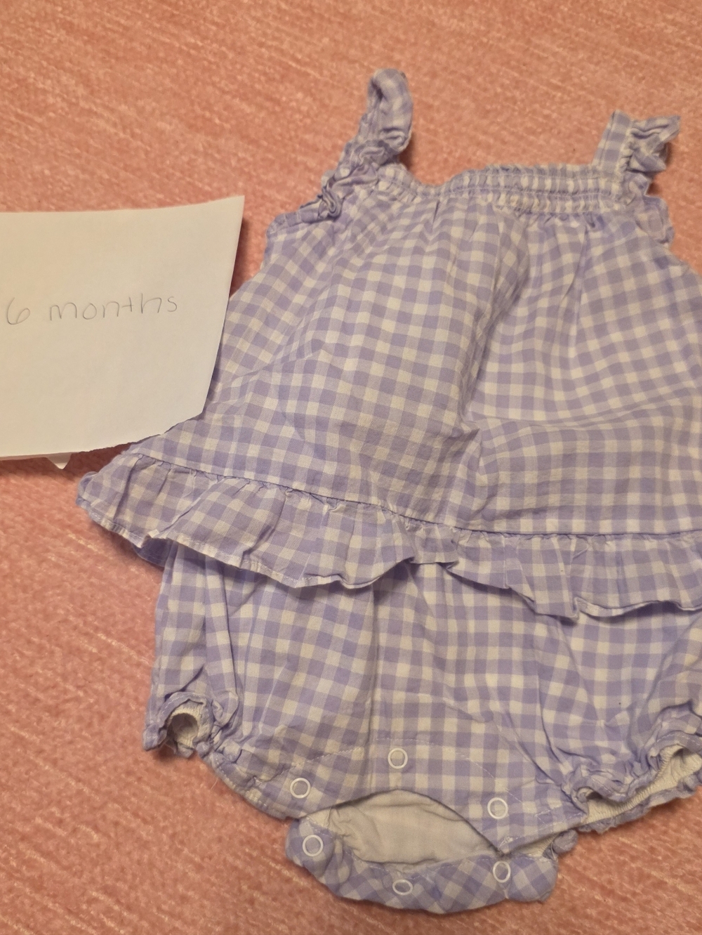 Janie and Jack Lavender Gingham Ruffle One-Piece Romper
